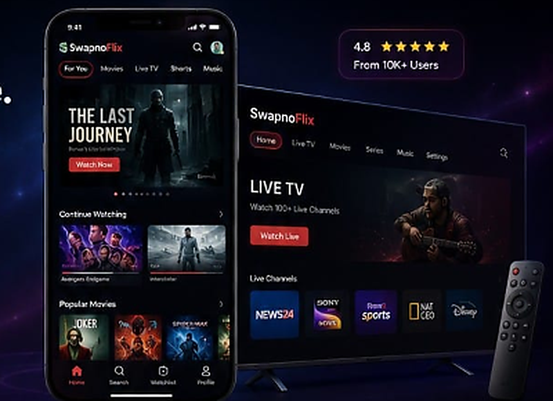 SwapnoFlix on Mobile, Smart TV and Remote